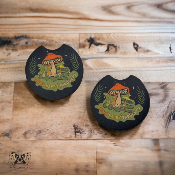 Happy Thoughts Mushroom Coaster Set | Car Accessories - Picture 4 of 14